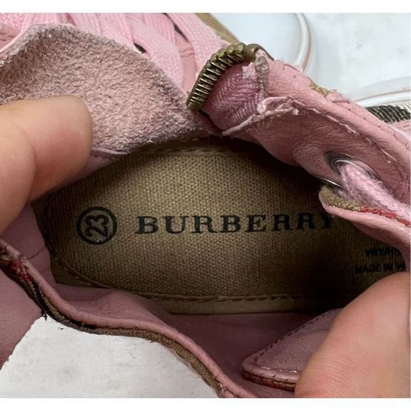 Burberry Girls Pink Tom Check Hi-Top Trainers Youth Size 23 - Picture 7 of 12